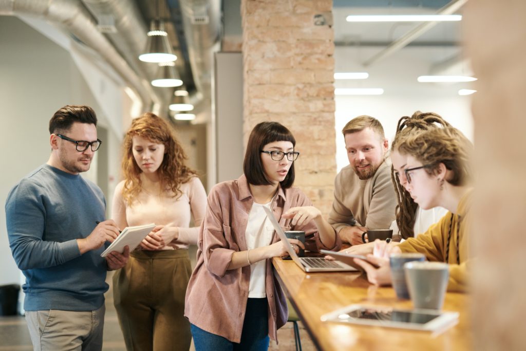 Group of people in a discussion